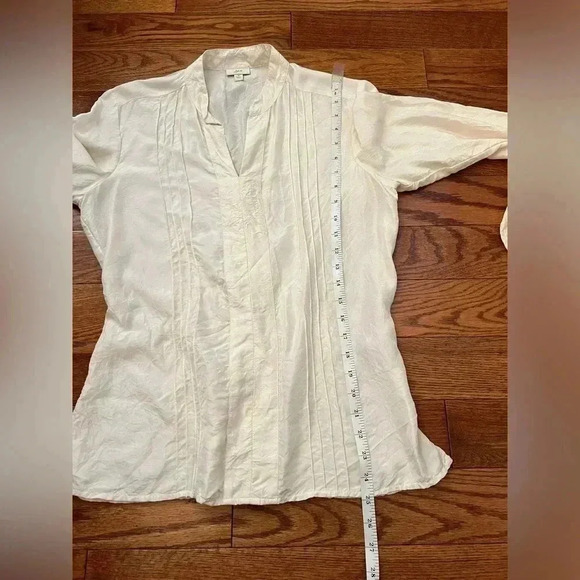 J.Jill Cream Long Sleeve V Neck 100% Silk Sz S - Picture 8 of 9